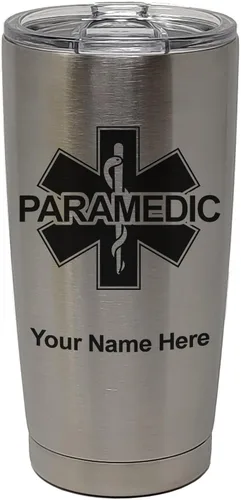 Vista 33 de LaserGram Vaso aislado al vacío de 20 onzas, paramédico, grabado personalizado incluido (negro) Engraved Gift for Paramedics, Vacuum Insulated