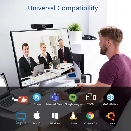 Vista 7 de Cámara de sala de conferencias, 3 en 1, cámara web Full HD de 1080p con micrófono y altavoz, USB Plug and Play, cámara de videoconferencia de gran