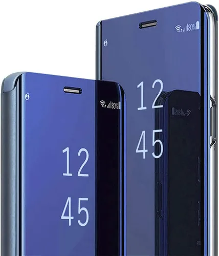 Vista 10 de Funda compatible con Samsung Galaxy S22 Ultra 5G, funda de piel transparente con espejo S-View, a prueba de golpes, con función atril, antiarañazos