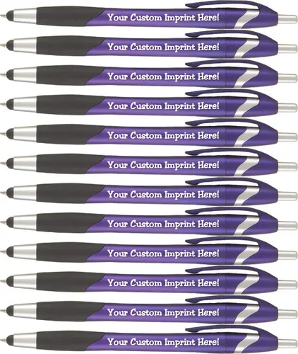 Vista 10 de ExpressDesigns™ - Bolígrafo personalizado con lápiz capacitivo - The Glide Click action Custom - Tinta de escritura negra - Bolígrafos con nombre