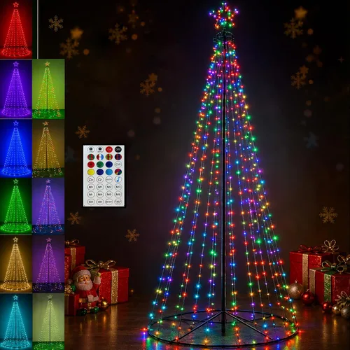 Vista 8 de Fairyrain Iluminación exterior de 15 pies para árbol de Navidad Arbol de Multicolor