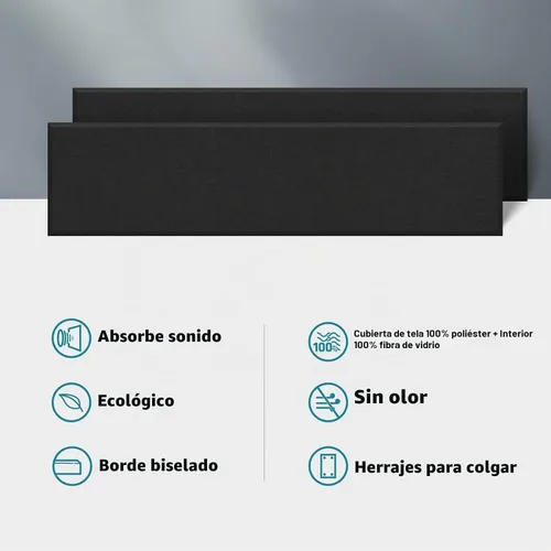 Vista 7 de Paneles acústicos de 2 pulgadas de grosor con soportes para colgar en la pared, 2 paneles de fibra de vidrio de 47.2 x 11.8 pulgadas de absorción