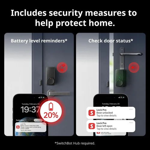 Vista 9 de SwitchBot WiFi Cerradura Inteligente Pro, Cerradura de Puerta de Entrada sin Llave, Cerradura de Puerta Inteligente para Puerta Delantera, Cerrojo