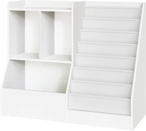 Vista 9 de MAHANCRIS Estantería y almacenamiento de juguetes para niños de 39.4 pulgadas, estante de 7 capas para libros, estantería para niños, estantería