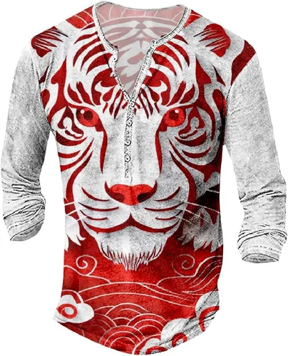 Vista 26 de MARSVOVO Camisetas gráficas para hombre, camisetas Henley con estampado de moda, holgadas, casuales, ligeras, para entrenamiento, suaves, vintage