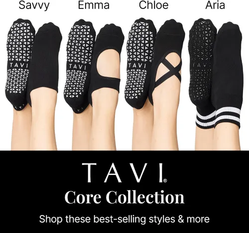 Vista 6 de TAVI NOIR Emma - Calcetines antideslizantes para mujer, antideslizantes, para entrenamiento deportivo activo, barra de pilates, calcetines de yoga