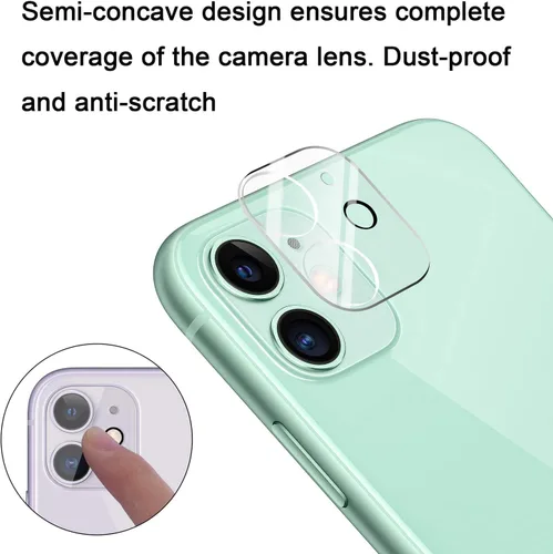 Vista 6 de Wisdompro Protector de pantalla y protector de lente de cámara para iPhone 11, funda brillante con soporte de anillo para iPhone 11