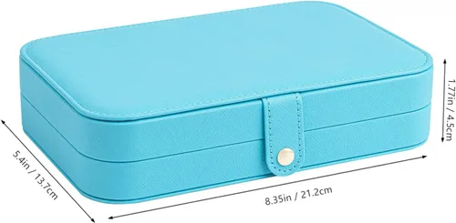 Vista 5 de V-LAFUY Joyero de viaje pequeño con espejo, caja de joyería portátil de viaje para mujeres y niñas, estuche de joyería para viajes, azul N