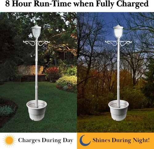 Vista 2 de Sun-Ray Kenwick 312064 - Lámpara con forma de farol de calle que funciona con energía solar, con una sola bombilla, con macetero debajo y colgadores