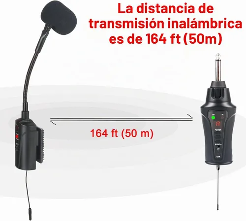 Vista 4 de At-5 Micrófono de guitarra inalámbrico UHF Micrófono de instrumento condensador receptor y sistema transmisor para guitarra clásica y acústica