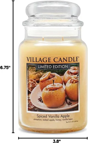 Vista 7 de Village Candle Vela perfumada en tarro grande de boticario de naranja y canela, 21.25 onzas, 21 onzas y manzana de vainilla especiada, vela