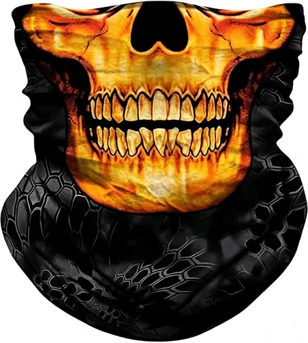 Vista 8 de Máscara facial con polaina para el cuello, bufandas, bandanas Gris (Grey Skull)