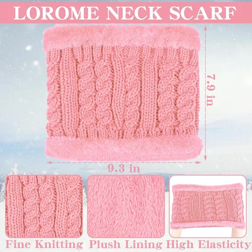 Vista 4 de Winter Beanie Hat Scarf Gloves Set, Soft Fleece Knit Hat Warm Touchscreen Gloves Neck Warmer Thick Scarves Gifts for Women