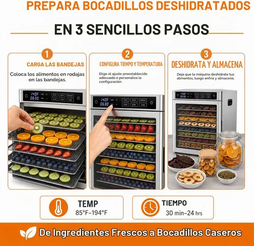 Vista 6 de Deshidratador comercial de alimentos Wutfly de 12 bandejas