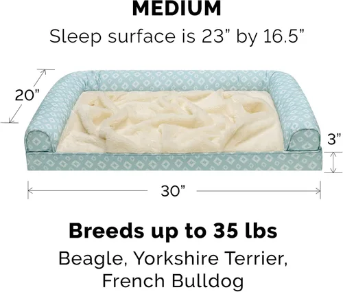 Vista 2 de Furhaven Acogedora cama ortopédica para perros medianos y pequeños con cojines extraíbles y funda lavable, para perros de hasta 35 libras - Sofá