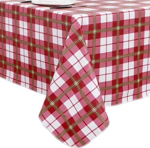 Vista 24 de Mantel de vinilo resistente con reverso de franela, mantel de plástico impermeable a prueba de aceite, resistente a las manchas, limpiable, cubierta