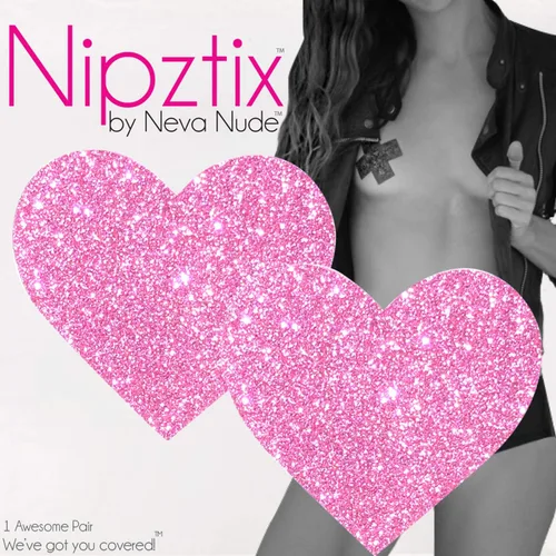 Vista 5 de Neva Nude I Heart U Nipztix Pasties - Fundas para pezones para festivales, raves, fiestas, impermeables y resistentes al sudor, fabricadas