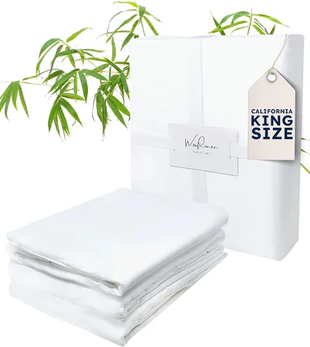 Vista 12 de Wooflinen Juego de sábanas 100% viscosa derivada de bambú, sedosas, suaves como la seda, funda de cama blanca mate con fundas de almohada
