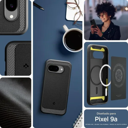 Vista 2 de Spigen Funda para Pixel 9a, Rugged Armor MagFit (2025) [compatible con accesorios MagSafe] - Negro mate