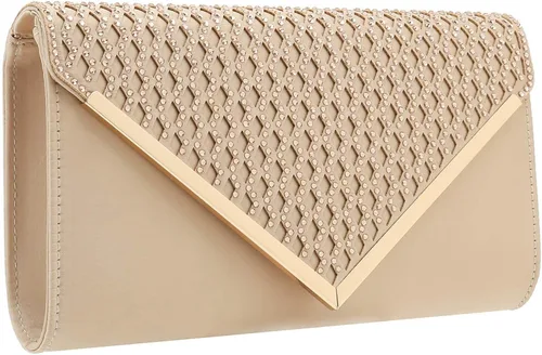 Vista 2 de Charming Tailor Elegante satén embrague brillante diamantes de imitación corte láser solapa cartera de baile
