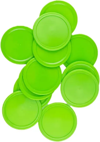 Vista 2 de Paquete de 12 discos de hockey de aire de 2.5 pulgadas para mesa de tamaño pequeño Verde