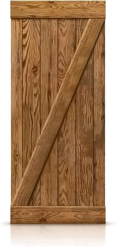 Vista 5 de Puerta corrediza interior de madera de pino anudada cepillada serie Z con kit de herrajes (acabado de madera, 24 x 84 pulgadas)