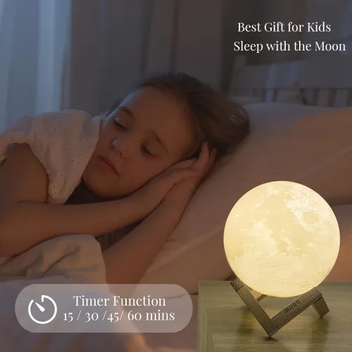 Vista 5 de Lámpara de luna, luz de luna, decoraciones de luna, lámpara fresca, lámparas de luna para adultos, decoración para niños, Acción de Gracias