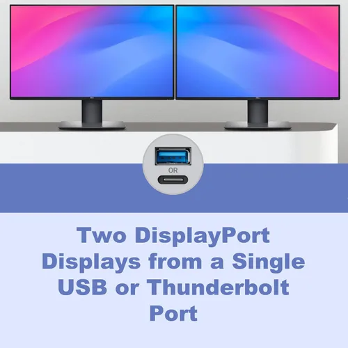 Vista 3 de Sonnet DisplayLink Dual 4K 60Hz DisplayPort Adapter - USB 3.0 y Thunderbolt - Mac y PC Salidas DisplayPort duales 4K 60Hz con adaptador USB-C