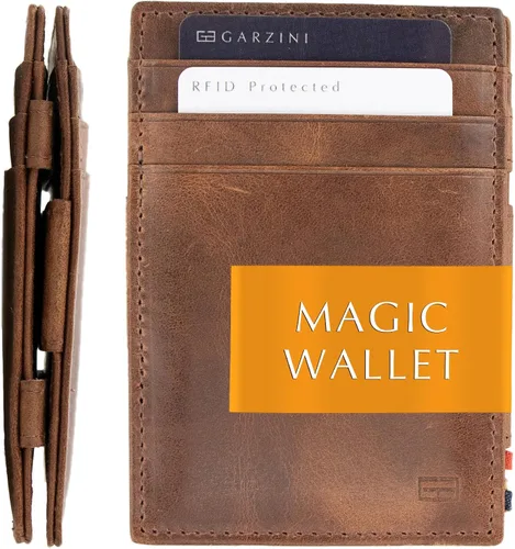 Vista 11 de GARZINI Cartera mágica para hombres, cartera minimalista con tarjetero RFID, cartera de cuero para 10 tarjetas