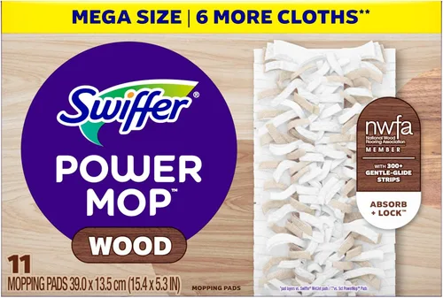 Vista 9 de Swiffer PowerMop - Recambios de almohadilla de trapeador de madera para limpieza de pisos, 11