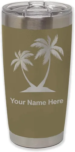Vista 36 de LaserGram Vaso aislado al vacío de 20 onzas, palmeras, grabado personalizado incluido (negro)