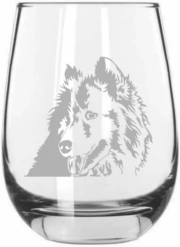 Vista 277 de Shar Pei (chino) - Vaso de vino sin tallo grabado para perro, 15.25 onzas