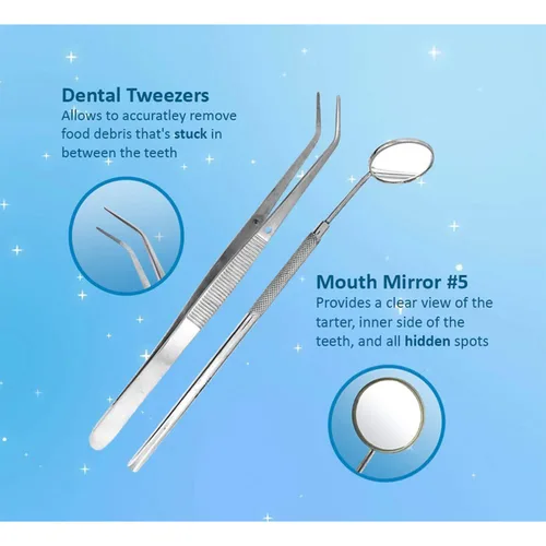 Vista 4 de SURGICAL ONLINE Kit de herramientas dentales profesionales, kit de limpieza de dientes, kit de cuidado bucal para púas de dientes, espejo dental
