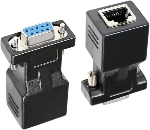 Vista 7 de DTECH Adaptador serie DB9 a RJ45 RS232 hembra a RJ-45 Convertidor Ethernet hembra compatible con dispositivos estándar RS-232 de 9 pines