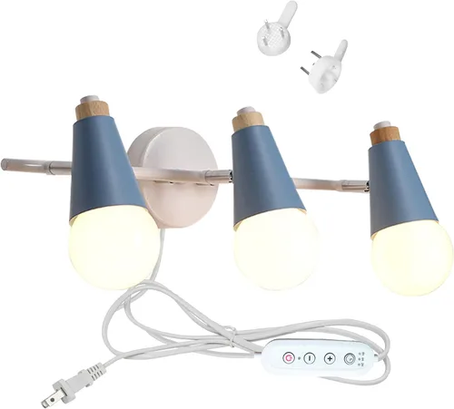 Vista 15 de Lámpara de pared ajustable de 3 cabezales sin taladrar, con interruptor de temporizador regulable, con certificación UL, de 5 pies, compatible