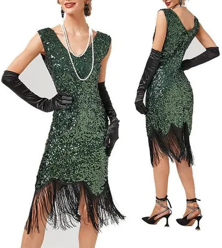 Vista 2 de Vestido de fiesta de Año Nuevo, vestido sexy de moda de color sólido con lentejuelas y flecos, vestidos de Nochevieja para mujer 2023