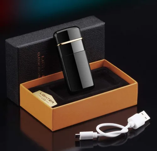 Vista 5 de Encendedor eléctrico de doble arco, sensor de huellas dactilares inteligente, sin llama, resistente al viento, encendedor recargable por USB