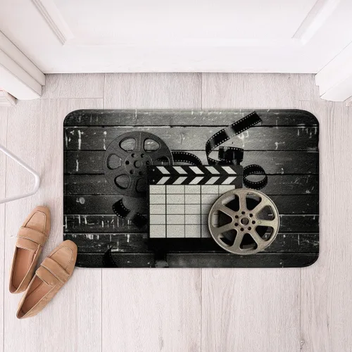 Vista 25 de Homewish Theater Cinema Poster Bathroom Rugs,Retro Movie Non Slip Bath Mat Popcorn Bathroom Indoor Floor Mats,Movie Night Shaggy Absorbent Bathtub