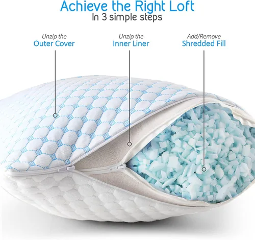 Vista 2 de Nestl - Almohada más refrescante, almohada de espuma viscoelástica con seda y gel que reduce el calor y la humedad, ajustable, lavable