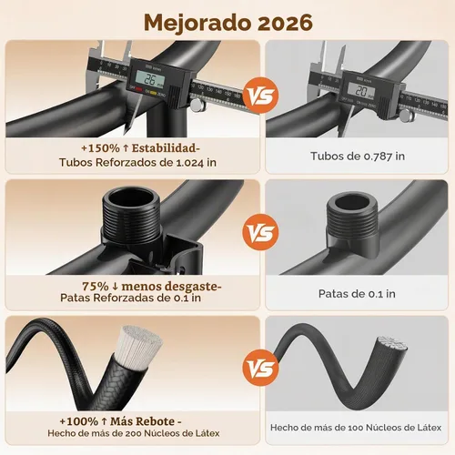 Vista 2 de ANCHEER Minitrampolín plegable de 40"/48", carga máxima de 450 libras/550 libras para interiores, con mango de espuma ajustable de 4 niveles y Azul