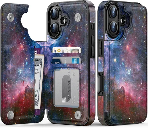 Vista 291 de LETO para iPhone 15 Pro Funda tipo cartera - Tapa tipo folio con patada - Diseños de moda - Tarjetero - Funda protectora para mujeres y niñas - 6.1