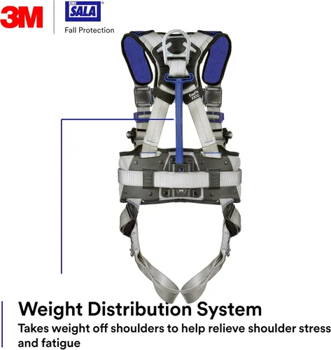 Vista 4 de 3M DBI-SALA Exofit X100 Arnés de seguridad de posicionamiento cómodo con distribución de peso, OSHA, ANSI, 2 conexiones de anillo en D, hebilla