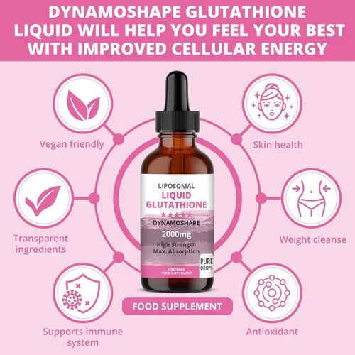 Vista 3 de Glutatión liposomal de 2000 mg con vitamina C, líquido de glutatión oral, suplemento antioxidante para desintoxicación, absorción superior, dosis