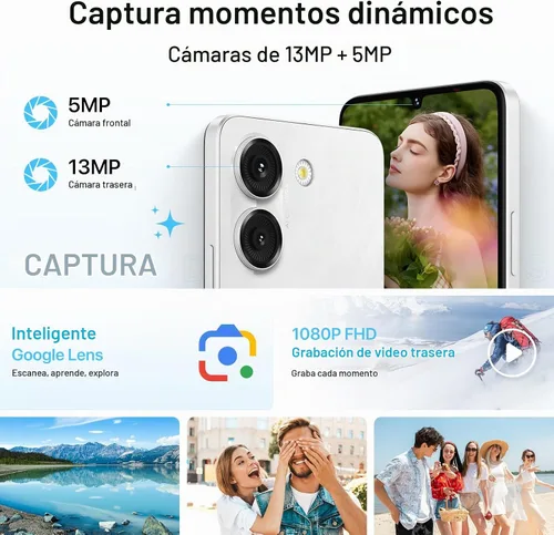 Vista 7 de UMIDIGI Teléfonos celulares desbloqueados G9A Android 14 2025, 6.75 pulgadas HD+ 90Hz pantalla Smartphone, 8 (4+4) GB+64GB 2TB procesador Octa-Core