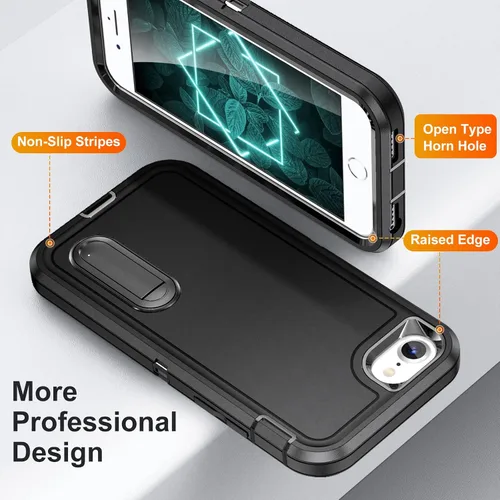 Vista 4 de IDweel Funda para iPhone SE 2020, para iPhone 2022, para iPhone 8/7/6S/6 con soporte, ajuste delgado, protección resistente, a prueba de golpes
