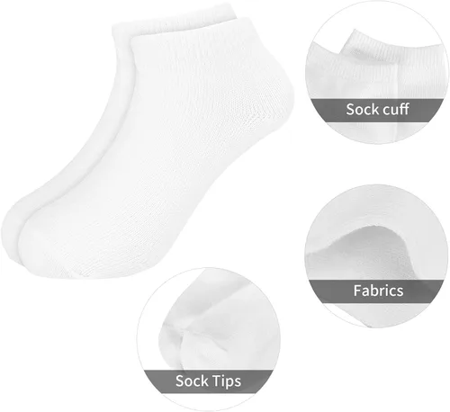 Vista 6 de BOOPH 12 pares de calcetines de tobillo para niños y niñas, de corte bajo, media amortiguación, calcetines atléticos