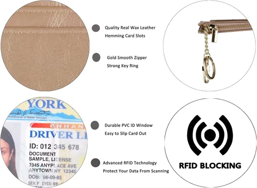 Vista 4 de Monedero delgado con bloqueo RFID, con bolsillo frontal para monedas, tarjetero, para mujer