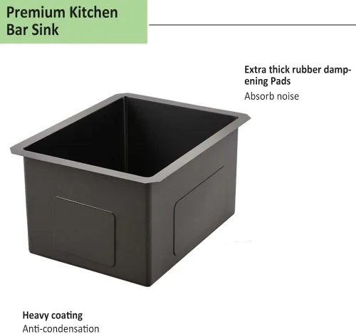 Vista 6 de Fregadero de barra negra de 12 pulgadas para montaje bajo montaje, fregadero de cocina pequeño de 12 x 16 pulgadas, fregadero de barra húmeda