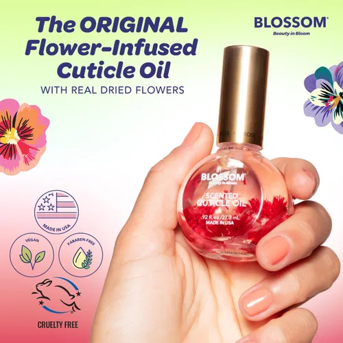 Vista 4 de Blossom Aceite para cutículas hidratante, hidratante, fortalecedor, perfumado, infundido con flores reales, fabricado en Estados Unidos, 1.84 fl.