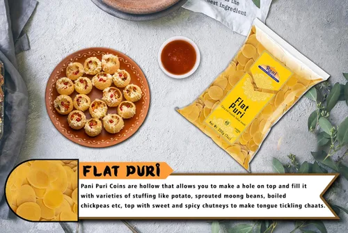 Vista 3 de Rani Pani Puri - Monedas de 7 onzas (7.05 oz) 80-85 monedas ~ Monedas de trigo y sémola sin cocer, aptas para microondas, totalmente naturales
